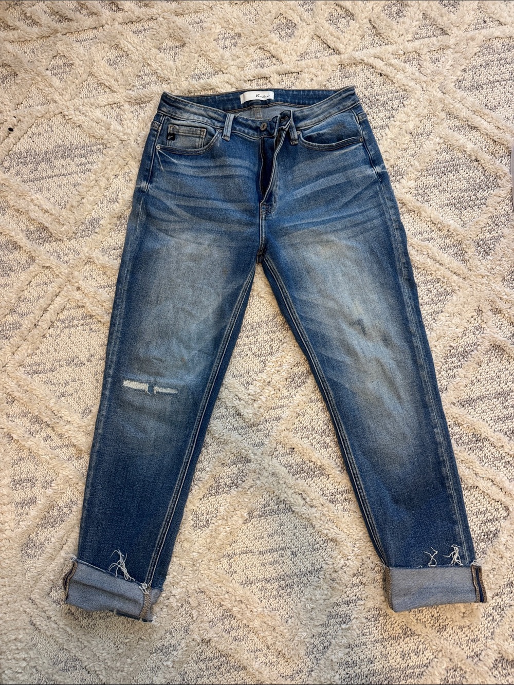 KanCan Medium Wash Distressed Boyfriend Jeans *small stain pictured*